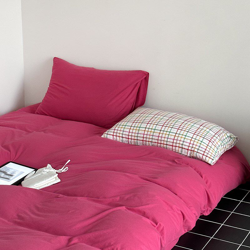 22新款全棉针织棉四件超柔软糯裸睡纯色全床单床上用品