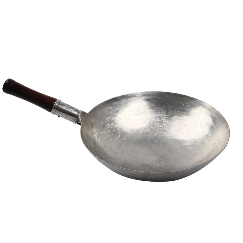 纯手工锻打炒锅粘锅无涂层无油烟铁锅传统老式燃气圆底熟铁章丘