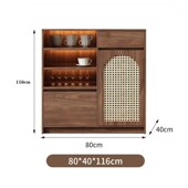 藤编置物柜靠墙一体茶水柜橱柜客厅矮柜茶边水吧台中古实木餐边柜