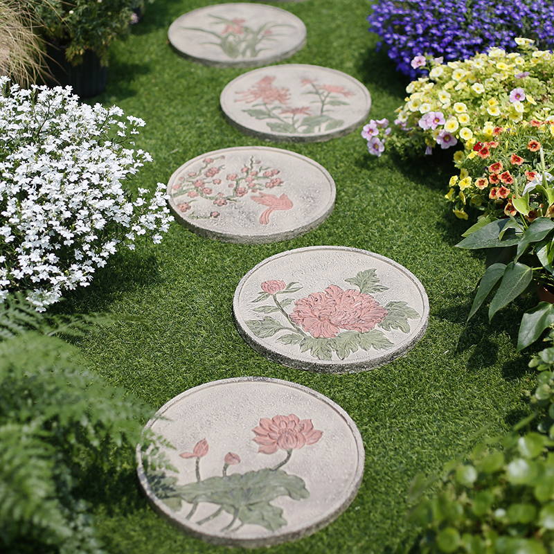 别墅花园园林公园仿古人造文化石地面踏步板汀步石室外地砖铺路石