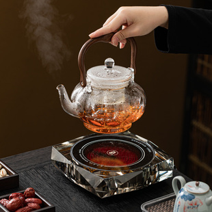 水晶电陶炉煮茶器耐热玻璃围炉茶壶电热煮Q茶炉白茶烧水壶泡茶