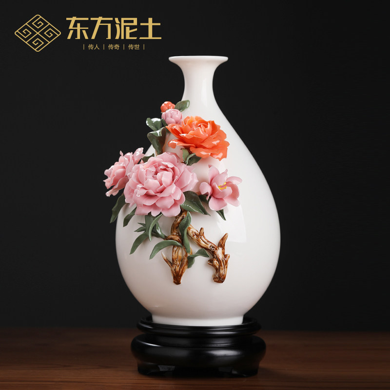 东方泥土玉壶春瓶纯手工陶瓷瓶瓷瓶客厅博古架装饰,家居饰品,装饰摆件,淘宝优惠券,粉丝福利购,淘宝优惠卷