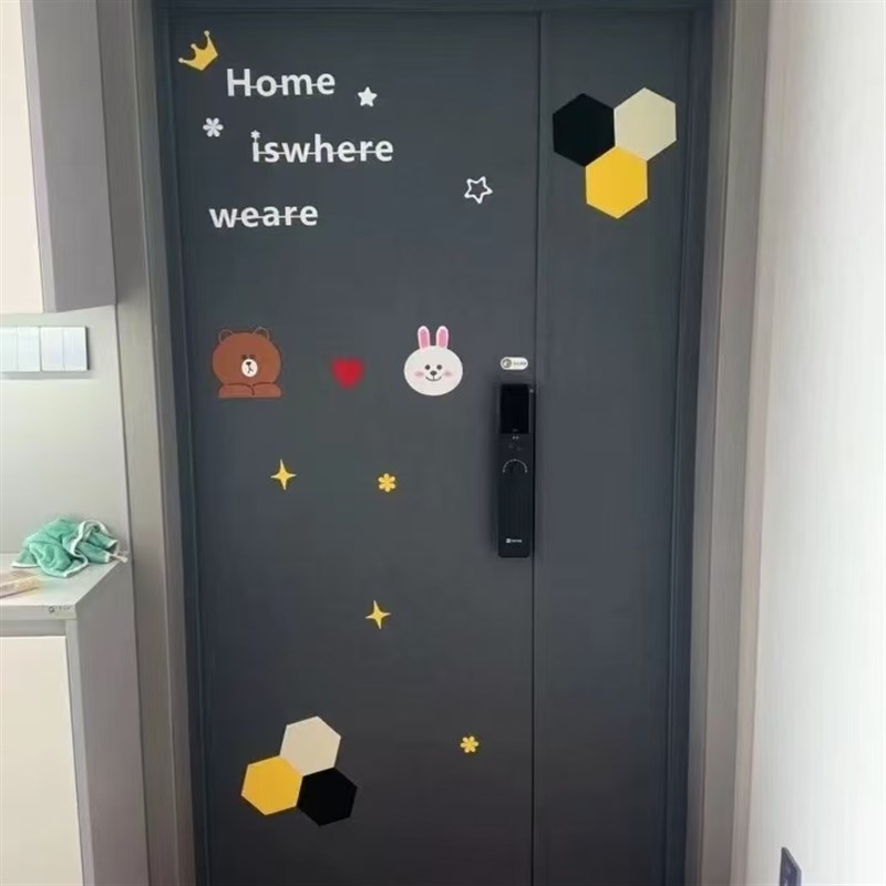 自粘子母门门毛毡贴纸入户防盗门卧室旧木门翻新改色吸音降噪