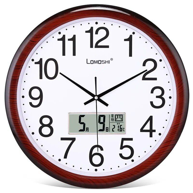 钟表挂钟客厅现代静音日历电子石英钟表圆形家用大气时钟创意