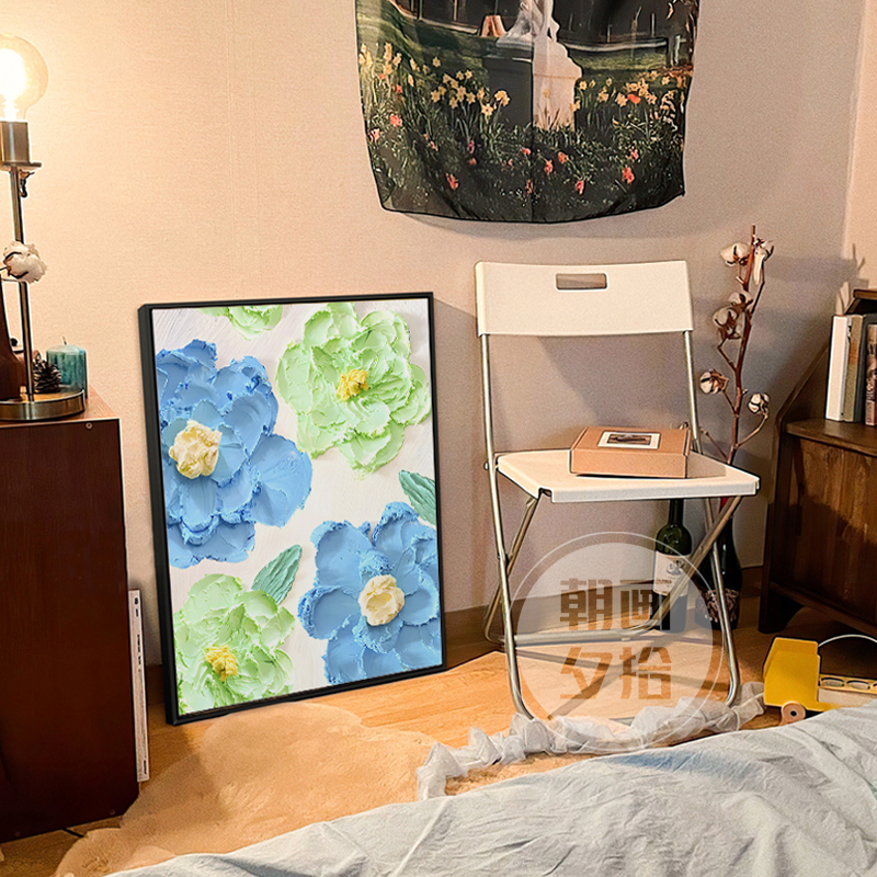 现代简约小清新花卉侘寂风背景墙装饰画客厅沙发卧室床头餐厅挂画图片