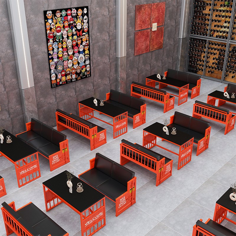 复古工业风铁艺集装箱吧酒吧卡座沙发酒馆奶茶店餐桌椅商用