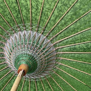 许家油纸伞浸染纯色满穿牛油果绿晴雨两用汉服非遗拍摄道具桐油伞