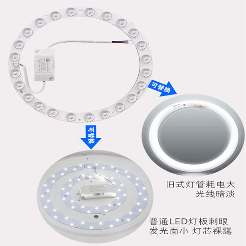 LED吸顶灯环形灯芯盘光源灯板灯管12W18W24W黄光暖光色温3000k
