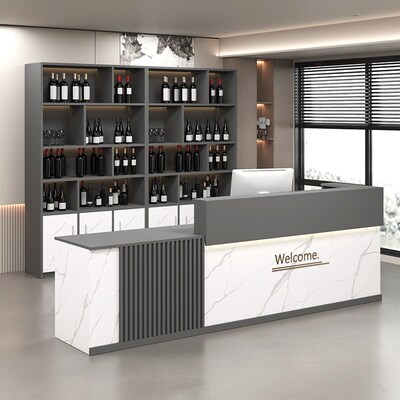 收银台简约现代饭店吧台酒柜组合发光吧台柜商用店铺餐饮前台柜台