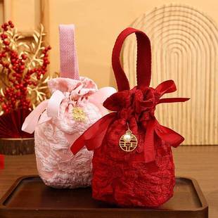 礼盒喜糖盒子 盒订婚糖果喜糖袋子布袋结婚婚礼新款 包装 空手提包装