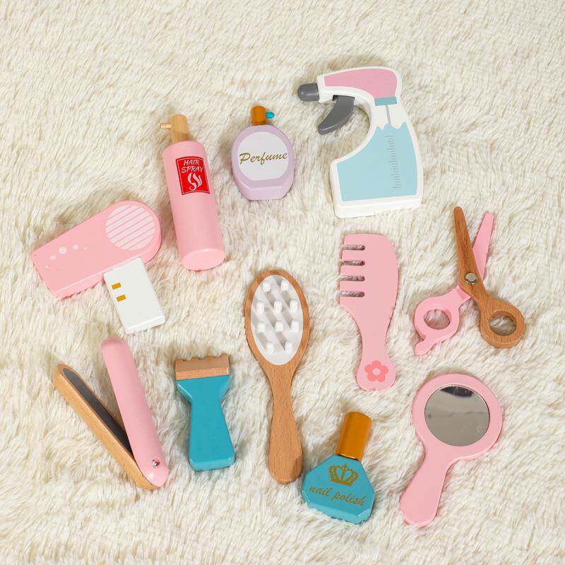 儿童木制仿真过家家玩具女孩公主木质梳妆台化妆台理发工具包礼物