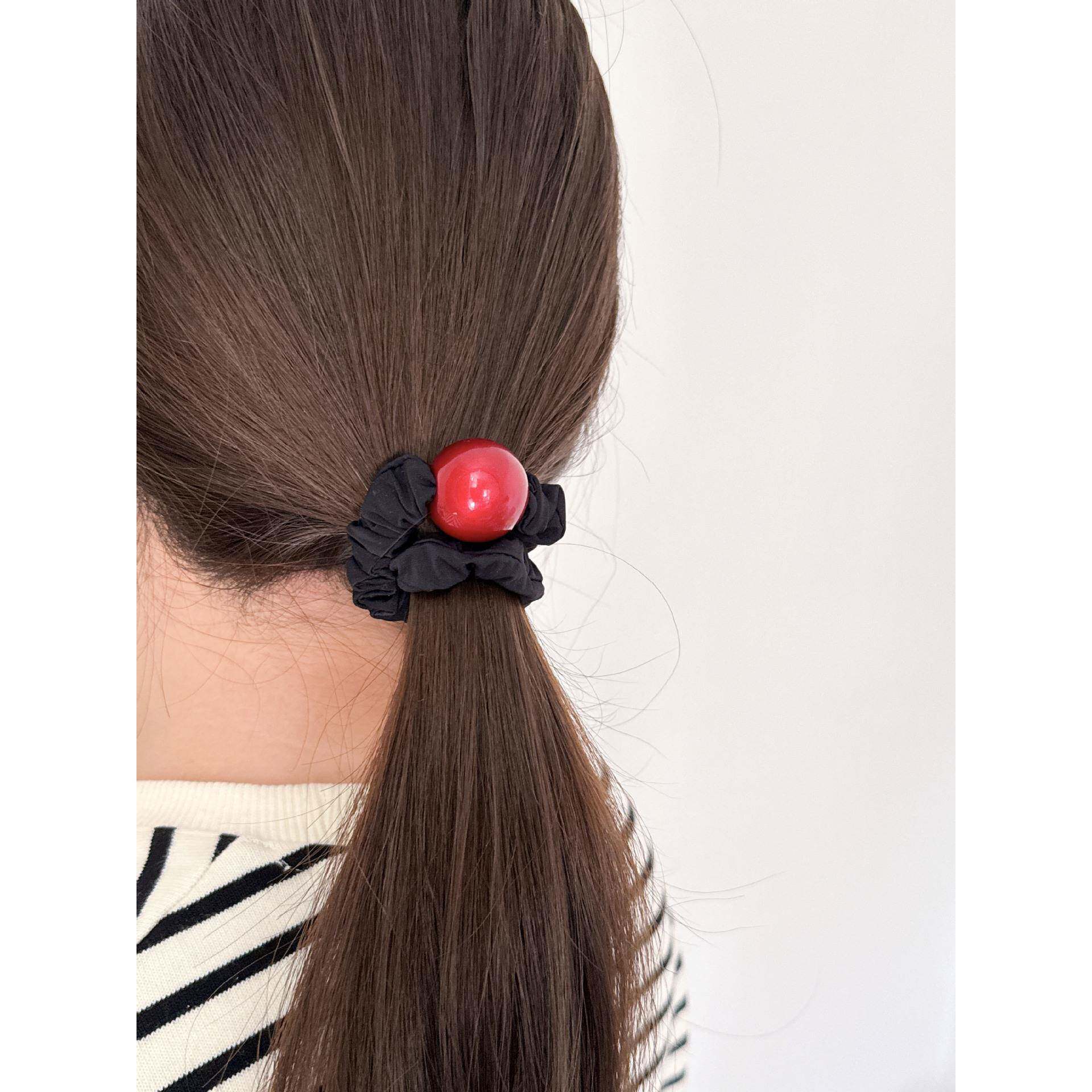 新年红色头绳圆球小肠弹力发圈简约皮筋少女发绳气质丸子皮套发饰