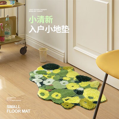 入户地垫卧室床边毯苔藓r地毯绿色浴室进门脚垫飘窗毯长条垫子机
