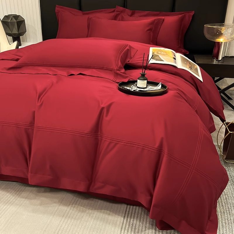 简约结婚四件套大n红色床单被套全棉婚庆床上用品婚房陪嫁,床上用品,婚庆床品套件,淘宝优惠券,粉丝福利购,淘宝优惠卷