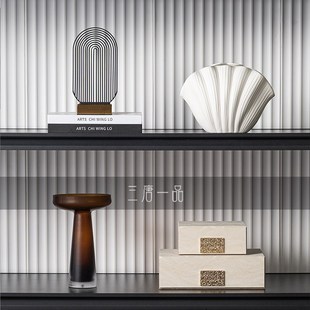 意式极简客厅h电视壁龛餐边柜开放格摆件酒店别墅卧室书柜软装