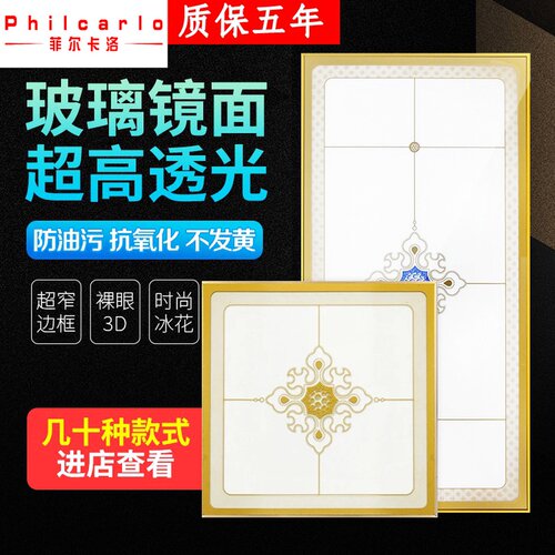 集成吊顶玻璃面灯led平板灯面x板铝扣板灯厨房灯卫生间嵌入300*60