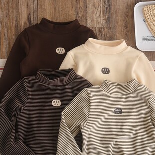 炒鸡柔软~韩版男童打底衫德绒秋冬内搭半高领儿童女童打底衣纯棉