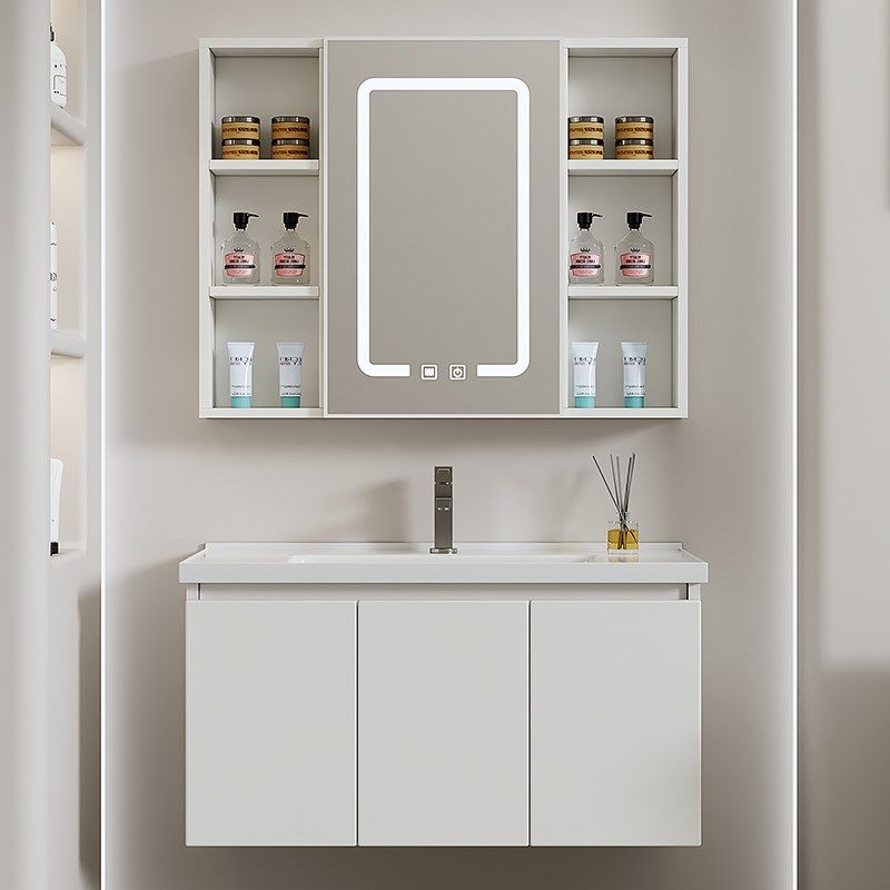 定制加厚蜂窝铝板浴室柜40陶瓷一体盆卫生N间太空铝洗手台盆柜组