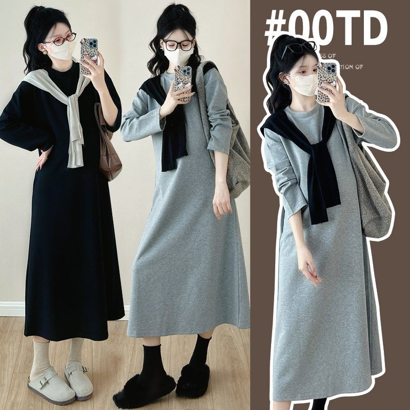 孕妇装秋装2024新款套装时尚穿搭洋气高级感连衣裙秋冬款卫衣裙子