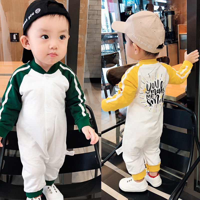 春秋款长袖小卫衣新生婴幼儿连体哈衣男女宝宝秋衣外套连身衣爬服