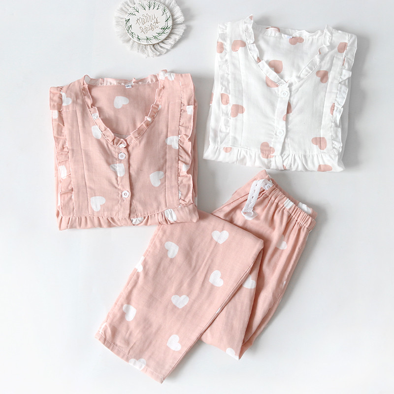 春季月子服产妇住院哺乳双层棉纱产后孕妇纯棉睡衣女怀孕期家居服