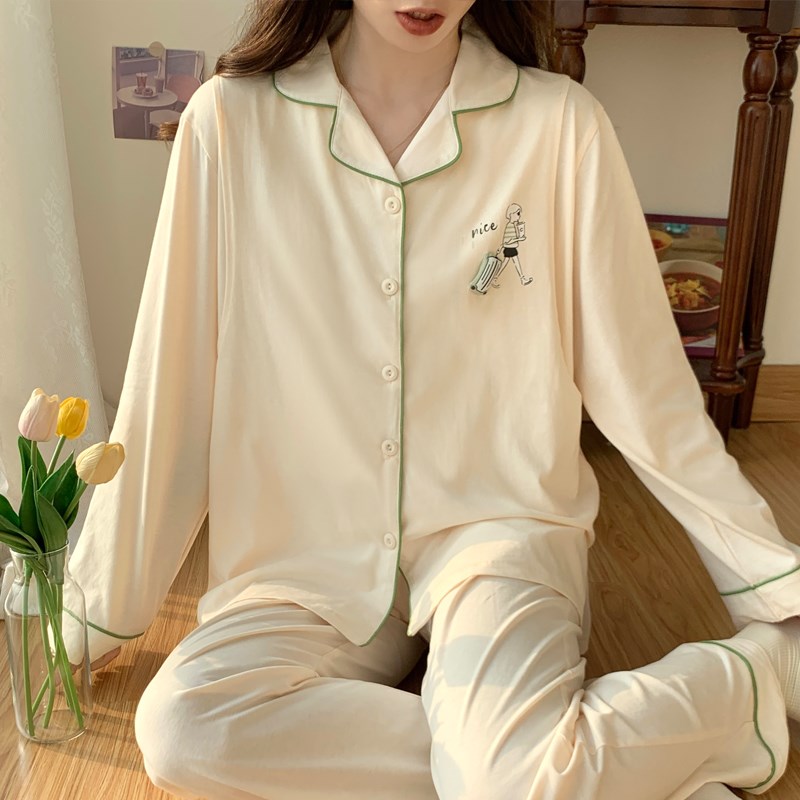 春秋季纯棉长袖月子服吸汗透气孕妇睡衣产后产妇哺乳喂奶衣家居服