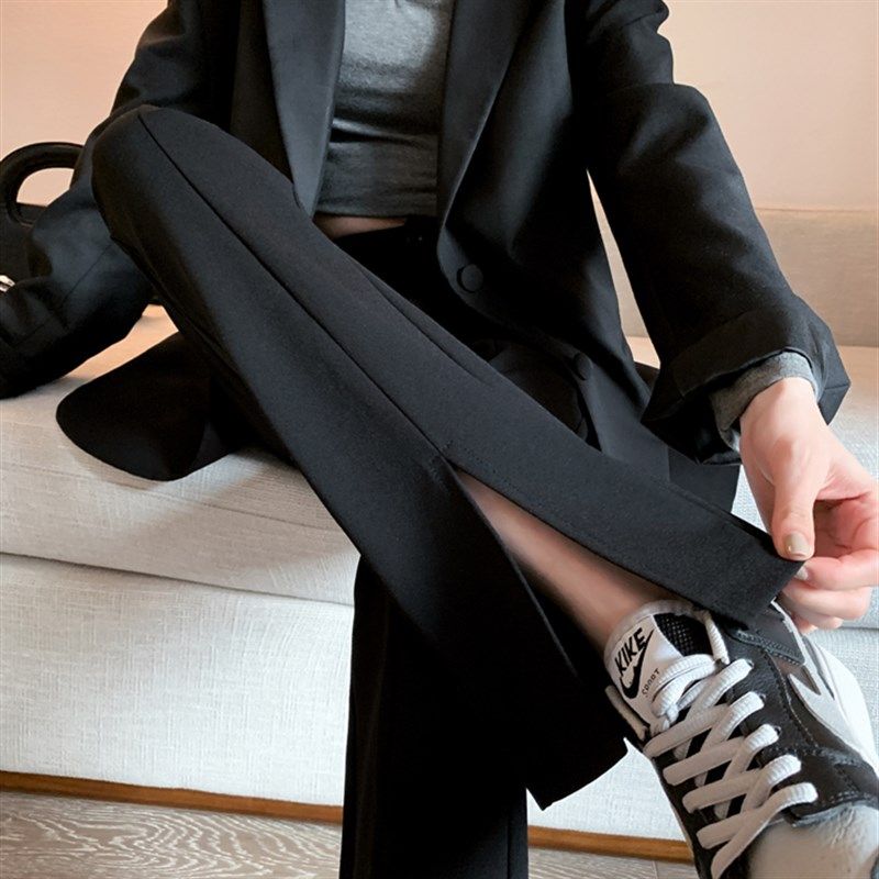 孕妇裤子春秋款外穿小个子开叉阔腿裤秋冬季大码休闲加绒打底裤女