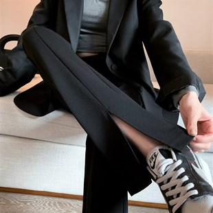 孕妇裤子春秋款外穿小个子开叉阔腿裤秋冬季大码休闲加绒打底裤女