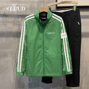 LUUD 休闲防晒衣外套男简约条纹设计插肩袖 薄款 风衣夹克 2023新款