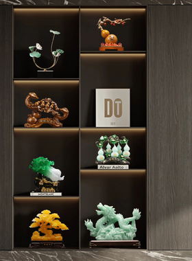 新中式电视柜摆件生肖龙风水招财树高档书柜办公室客厅新房装饰品