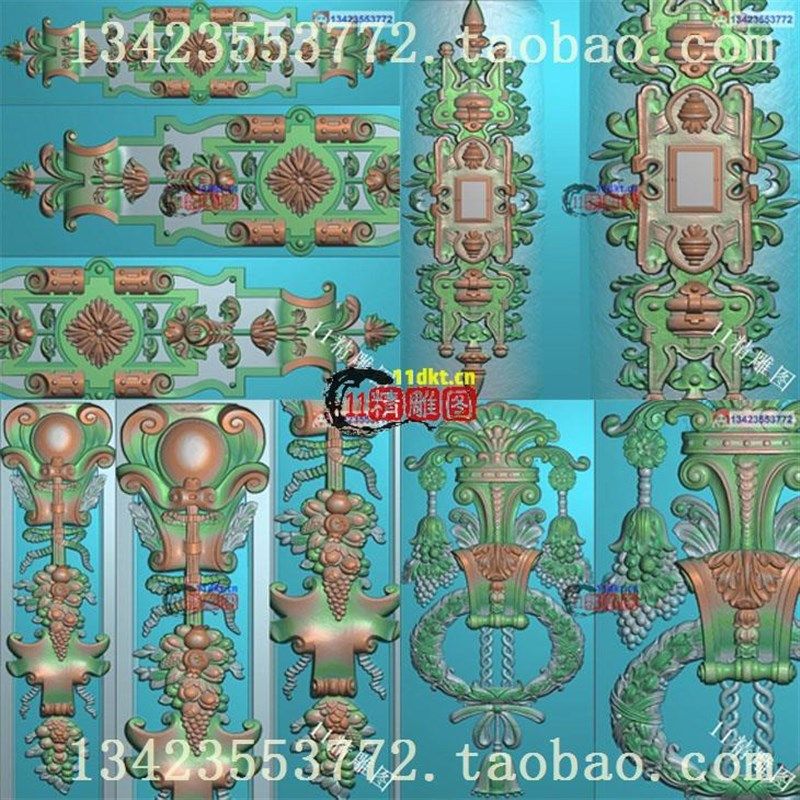 1精雕图浮雕电脑雕刻欧式洋花 洋花石雕图 石雕建材花 柱花精雕图