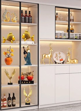 招财软装高级感小众酒柜装饰品摆件轻奢高档客厅电视餐边玻璃家居