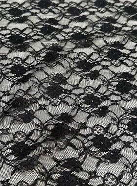3米 黑色 韩版 黑色小花型 弹力蕾丝布料 3474(宽1.45米左右)