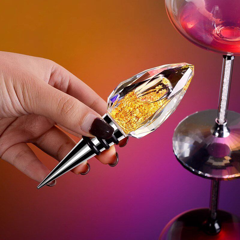 高档水晶红酒塞葡萄酒瓶盖塞真空B金箔家用轻奢实用软橡胶密封塞