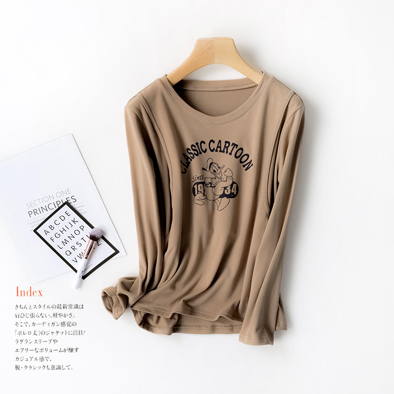 德绒加厚孕妇产后哺乳衣保暖衣侧开喂奶衣秋衣长袖家居服上衣秋冬