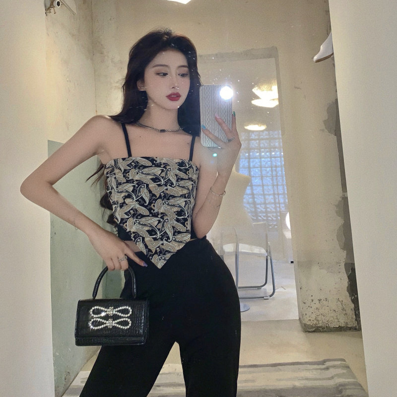 大码胖mm吊带小背心女春夏装新款不规则法式复古抹胸外穿内搭上衣