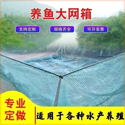 定做有结大网箱水产养殖养箱尼龙网加盖存鱼花莲W鲫鱼鲤青草鱼