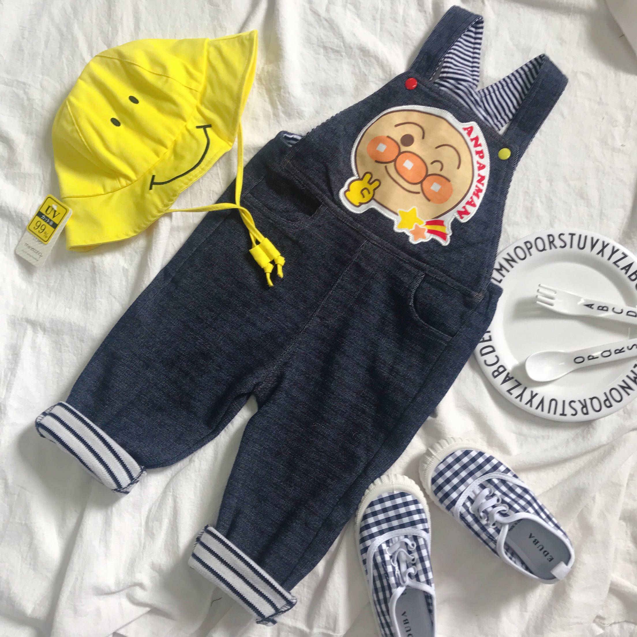 男孩女孩背带裤 儿童柔软仿牛仔面料背带裤 春秋款男童背带长裤