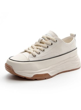 松糕底小白鞋女2024r新款百搭夏季薄款透气厚底板鞋休闲帆布板鞋