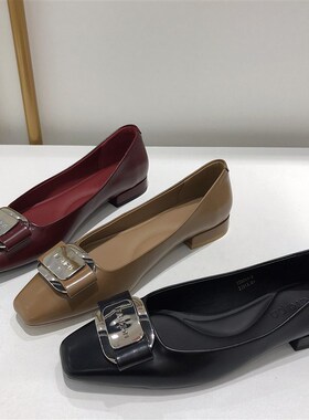 单鞋女平底新款春秋女鞋女士豆豆鞋C软皮软底防滑妈妈鞋子9011-3