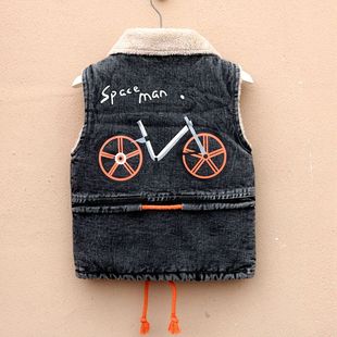 儿童棉马甲冬g装外穿洋气男童牛仔马夹秋冬款加绒加厚韩版潮冬季