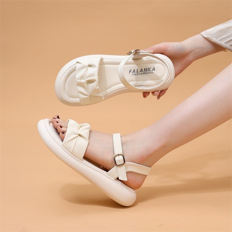 平底法式b凉鞋女2025夏季新款仙女风配裙软底防滑学生沙滩鞋小码3,女鞋,时装凉鞋,淘宝优惠券,粉丝福利购,淘宝优惠卷