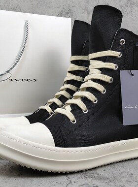 ro高帮鞋男黑色蜡面五芒星帆布鞋女休闲板鞋增高情U侣鞋秋冬短靴
