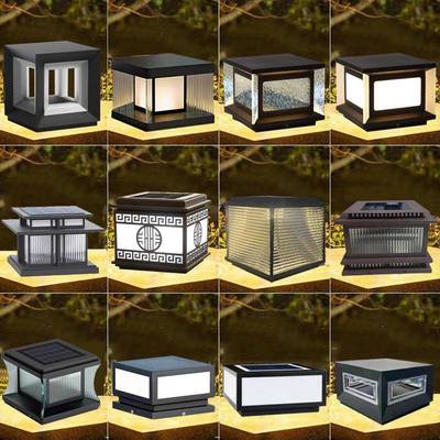 2024新款太阳能柱头灯围墙门柱灯LED大门立柱太阳能灯别墅solar