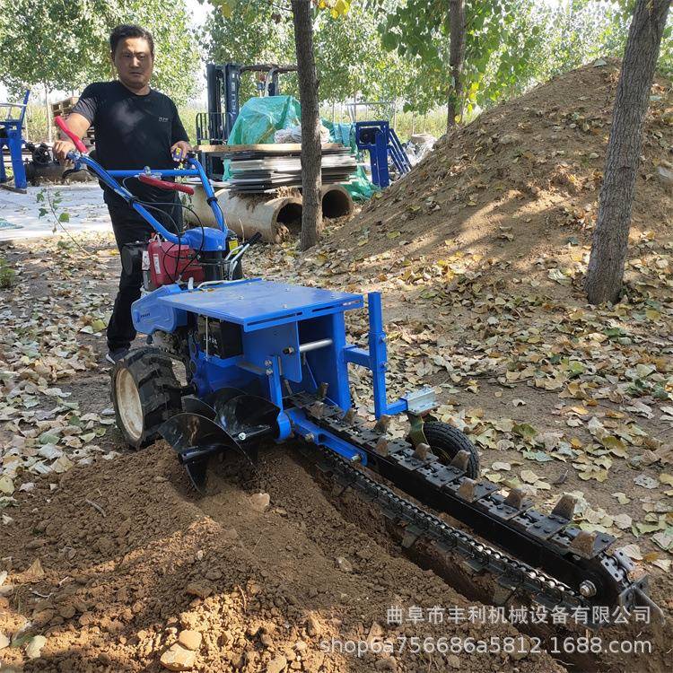 农用手推式挖沟机器195动力链条式开沟机电缆管道挖沟开槽机