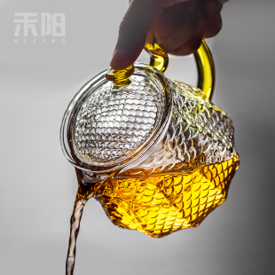 玻璃茶壶锤纹壶单壶功夫泡茶壶家用煮茶耐高温过滤花茶壶茶具套装