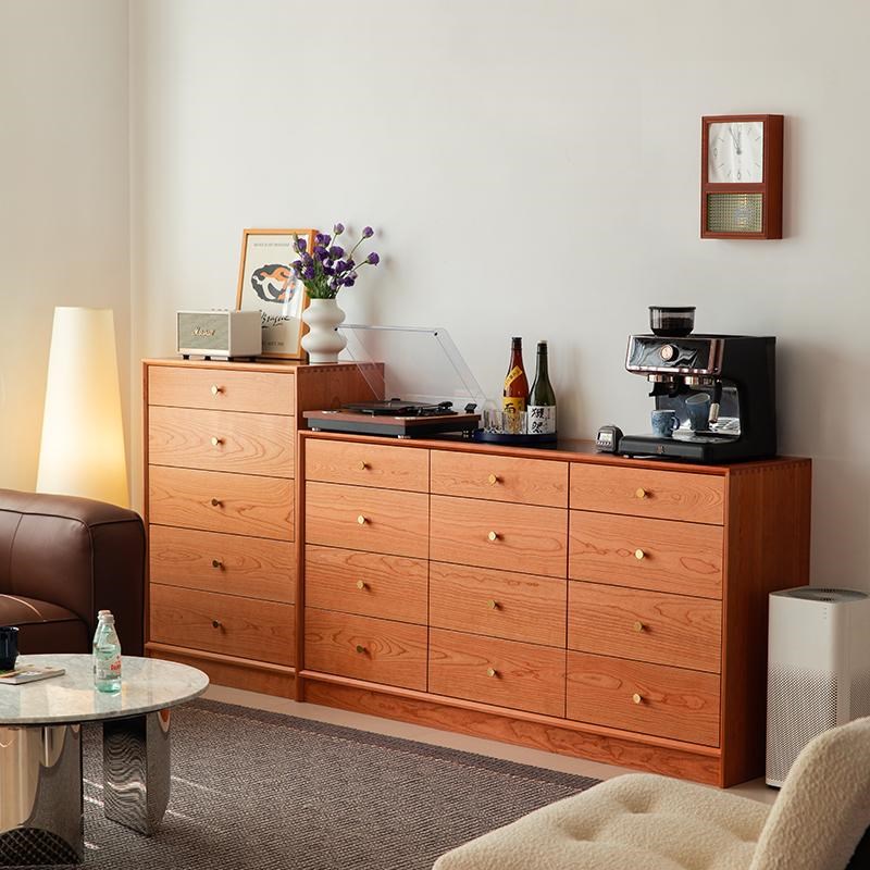 浮生记/五斗柜北欧日式樱桃木全实木斗柜储物柜家用12斗收纳矮柜