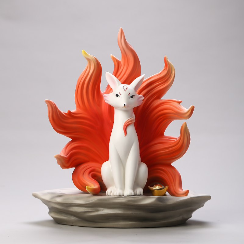 陶瓷九尾灵狐招财堂口供奉摆件