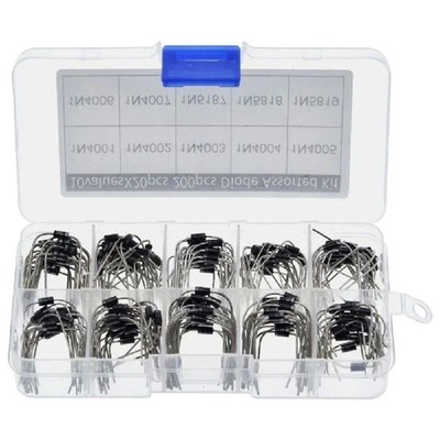 200Pcs Rectifier Diode Assorted Kit H1N4001 1N4002 1N4003 10