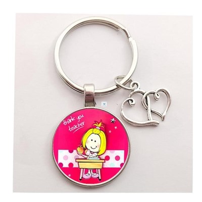 Thank You Teacher Text Love Keychain ChaLrm Glass Crystal Pe